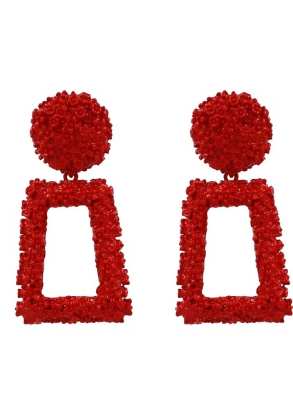 Kabartmalı Çiçek Küpe (Red) (Yurt Dışından) fırsatları