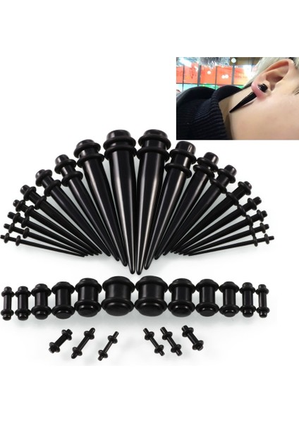 36 Adet Uni Akrilik Kulak Genişletme Kulak Genişletici Seti (Black) (Yurt Dışından)