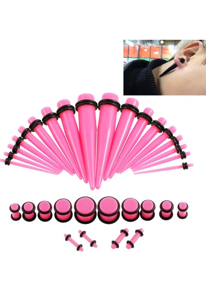 36 Adet Uni Akrilik Kulak Genişletme Kulak Genişletici Seti (Pink) (Yurt Dışından)