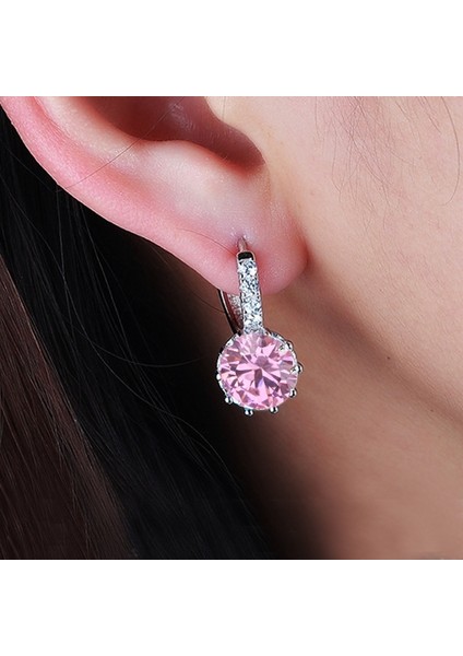 Micro-Inserts Zircon Earrings (Pink) (Yurt Dışından)