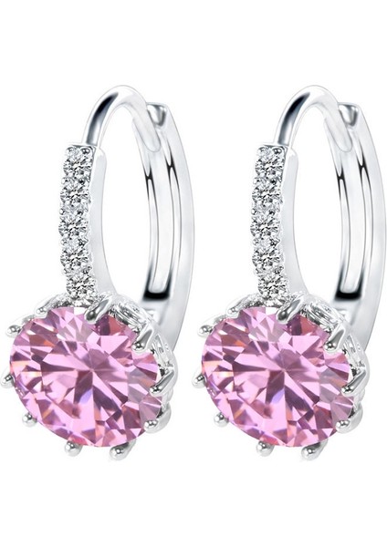 Micro-Inserts Zircon Earrings (Pink) (Yurt Dışından)