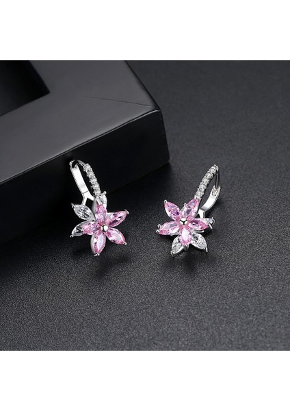 Çiçek Şekli Uygun Bakır Kübik Zirkonya Küpe (Pink) (Yurt Dışından) fiyatları