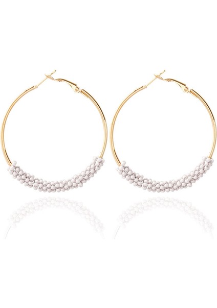 Vintage Boncuk Boho Küpe Bildirimi Takı (White) (Yurt Dışından) modelleri