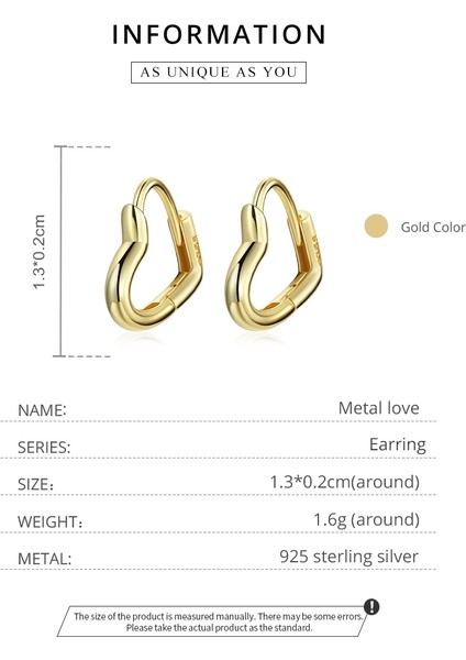 Kalp Şeklinde Içi Boş Kulak Damızlık Kadın Küpe (Gold) (Yurt Dışından) modelleri