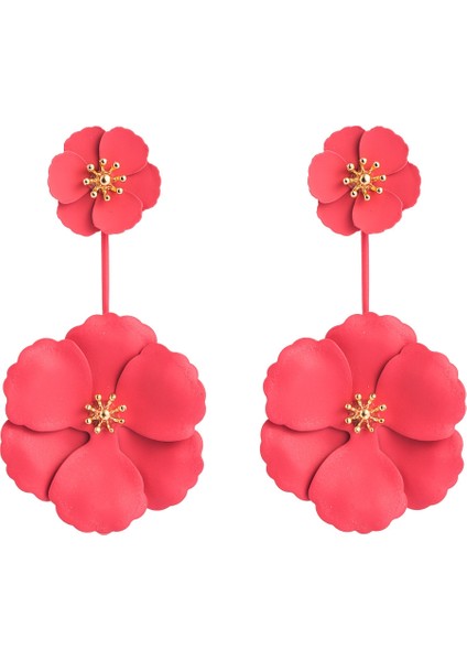 2 Adet Alaşımlı Çiçek Uzun Küper (Red) (Yurt Dışından)
