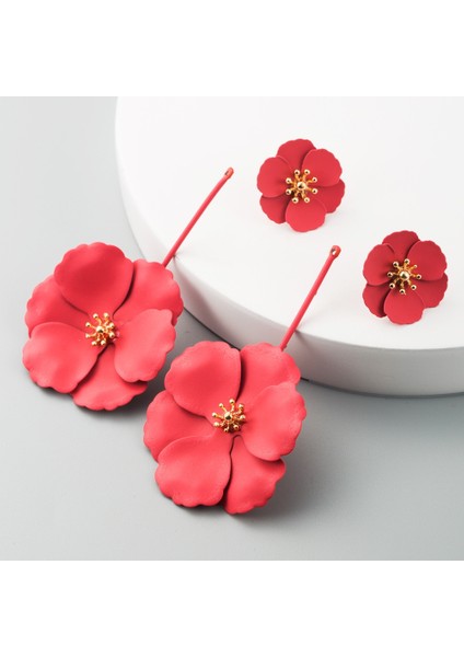 2 Adet Alaşımlı Çiçek Uzun Küper (Red) (Yurt Dışından)