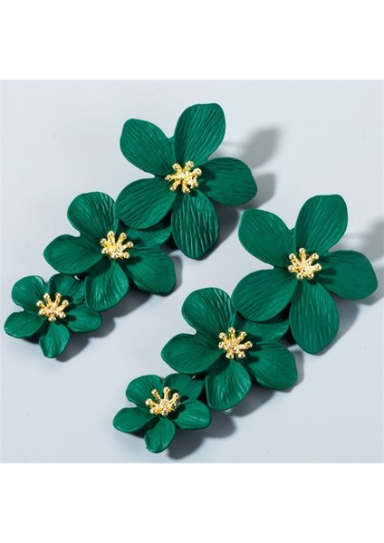 2 Pairs Çok Katmanlı Çiçek Küpe (Dark Green) (Yurt Dışından) fırsatları
