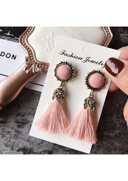 Women Fashion Vintage Vvet Ball Fringed Drop Earring (Green) (Yurt Dışından) fiyatları