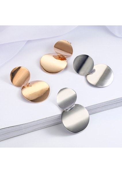 Benzersiz Metal Damla Yuvarlak Bildirimi Küpe (Gold) (Yurt Dışından) indirimleri