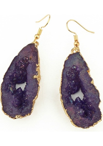 3 Pairs Chic Stone Hollow Reçine Küpe Büyük Bırak Küpe (Purple) (Yurt Dışından) fırsatları