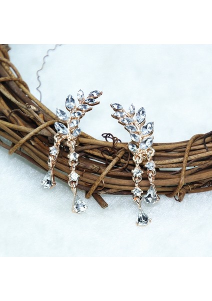 Kadın Püskül Kanat Tarzı Bırak Küpe Moda Kübik Takı (Golden Color) (Yurt Dışından) fırsatları