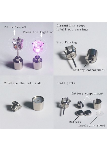 4 Adet LED Küpe Parlayan Işık Yukarı Mas Küpe (Purple) (Yurt Dışından)