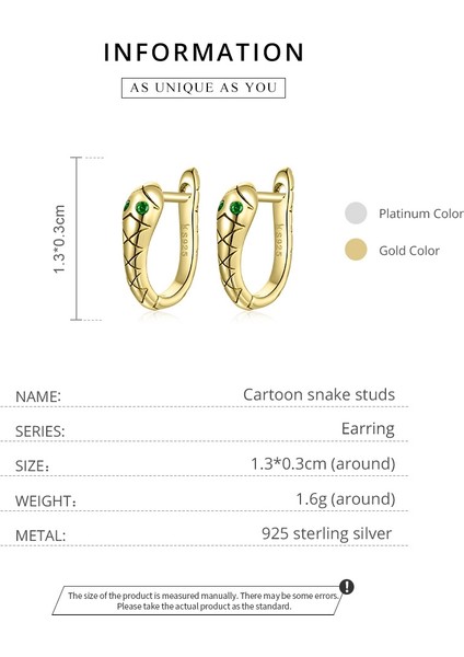 Akıllı Yılan Kulak Çiviler Kadın Küpe (Gold) (Yurt Dışından) fiyatları