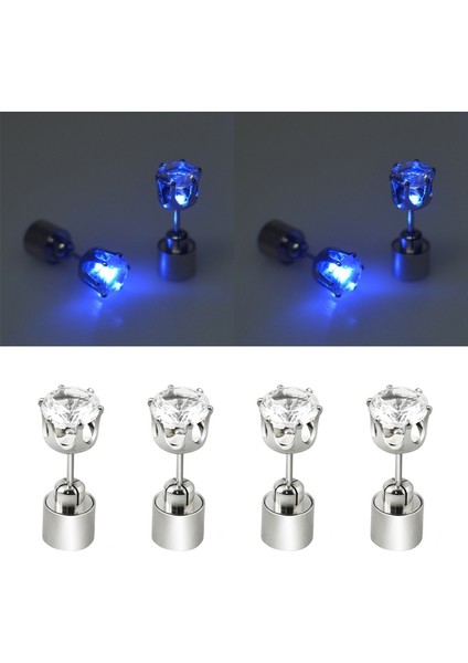 4 Adet LED Küpe Parlayan Işık Yukarı Mas Küpe (Blue) (Yurt Dışından)