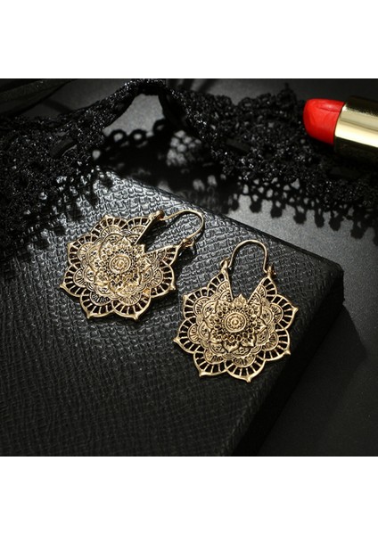 Vintage Etnik Tarzı Metal Ajur Çiçek Küpe (Gold) (Yurt Dışından) indirimleri