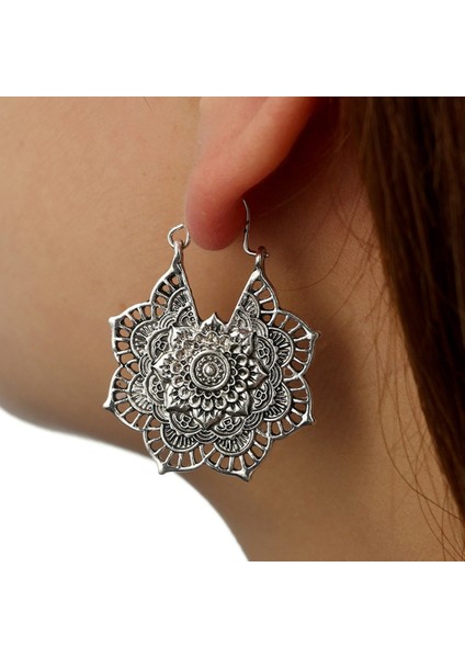 Vintage Etnik Tarzı Metal Ajur Çiçek Küpe (Silver) (Yurt Dışından) fiyatları