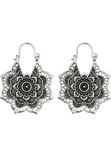 Vintage Etnik Tarzı Metal Ajur Çiçek Küpe (Silver) (Yurt Dışından) modelleri