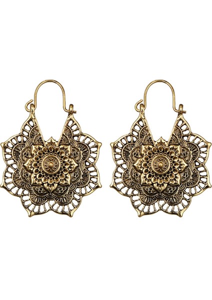 Vintage Etnik Tarzı Metal Ajur Çiçek Küpe (Silver) (Yurt Dışından) fırsatları