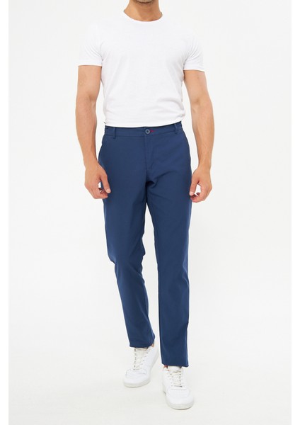 Yazlık Rahat Beli Lastikli Mavi Pantolon