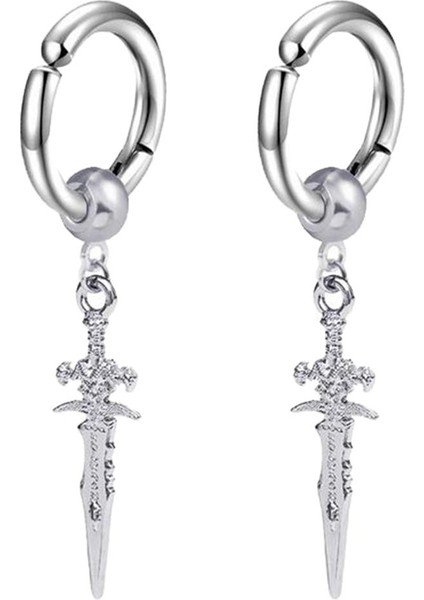 Modern Paslanmaz Çelik Uzun Çapraz Kulak Klips 2pcs Küpe (Yurt Dışından)