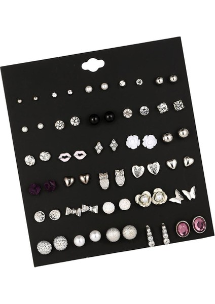 30 Çift Saplama Dizileri Yuvarlak Top Inci Bowknot Geometrik Desen Dizileri E Küpe (Yurt Dışından) fiyatları