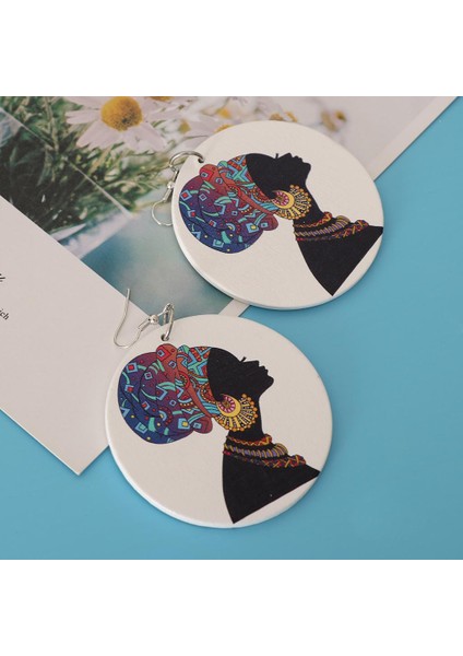 Blesiya Etnik Vintage Yuvarlak Afrikalı Lady Tribe Ahşap Dangly Sapı Küpe (Yurt Dışından) indirimleri