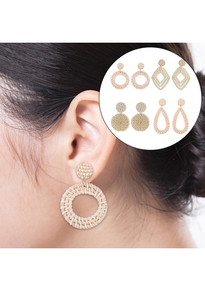 4 Çift Rattan Geometrik Boho Için Açık Renkli Küpe (Yurt Dışından) fırsatları