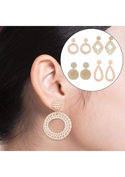 4 Çift Rattan Geometrik Boho Için Açık Renkli Küpe (Yurt Dışından) indirimleri