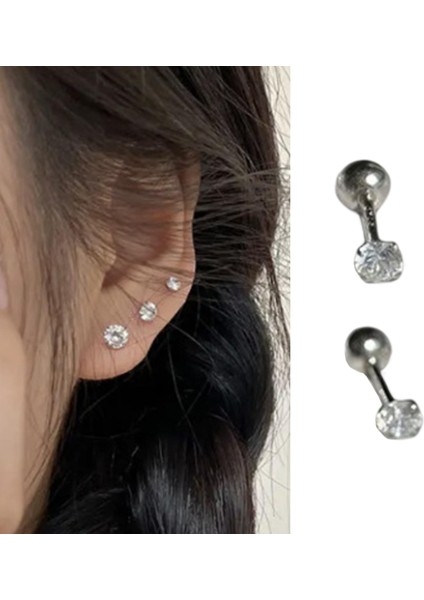 Stud Yıldönümü Için Zirkon 4mm Için Küpe (Yurt Dışından)
