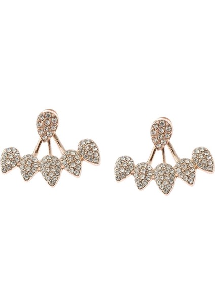 Rhinestones Kulak Ceket Kadın Şık Ön Arka Saplama Gül Altın Küpe (Yurt Dışından)