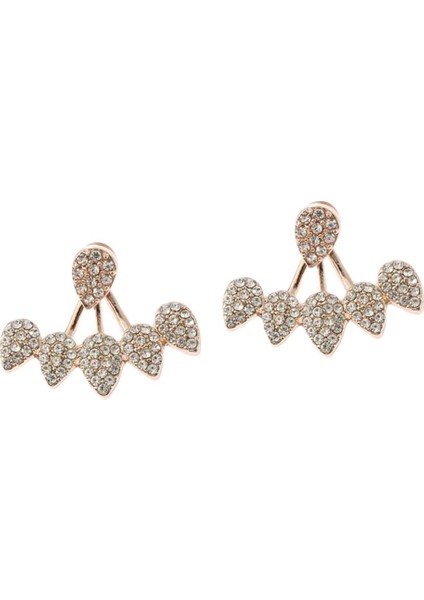 Rhinestones Kulak Ceket Kadın Şık Ön Arka Saplama Gül Altın Küpe (Yurt Dışından) fiyatları