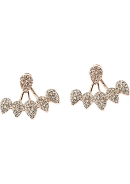 Rhinestones Kulak Ceket Kadın Şık Ön Arka Saplama Gül Altın Küpe (Yurt Dışından) modelleri