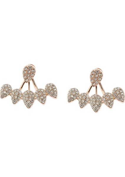 Rhinestones Kulak Ceket Kadın Şık Ön Arka Saplama Gül Altın Küpe (Yurt Dışından) fırsatları