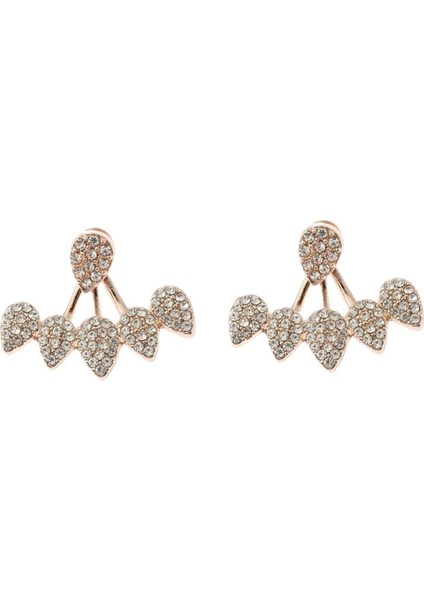 Rhinestones Kulak Ceket Kadın Şık Ön Arka Saplama Gül Altın Küpe (Yurt Dışından) indirimleri