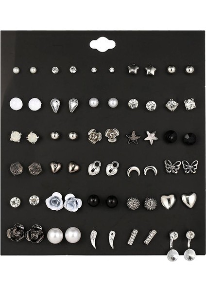 30 Çift Geometri Kadın Kulak Saplama Damlası Sallanan Çiçek Jewelry - 2 Küpe (Yurt Dışından)