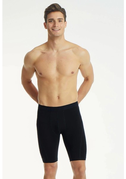 1253 Erkek Elastan Likralı Uzun Boxer 6 Adet