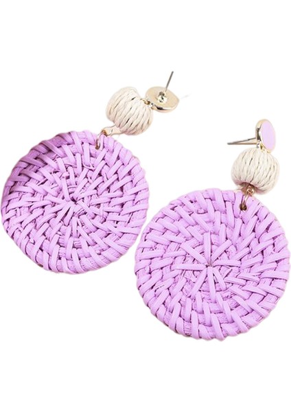 Rattan Saman Hasır Örgü Dokuma Için Bohem Küpe (Yurt Dışından)
