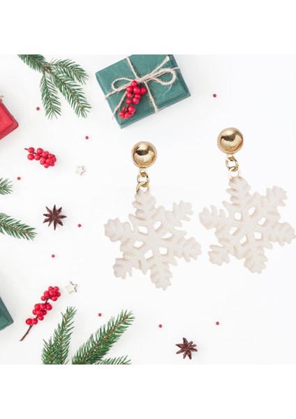 Noel Takı Festivali Için Noel Snowing Snowflake Sunar Küpe (Yurt Dışından)