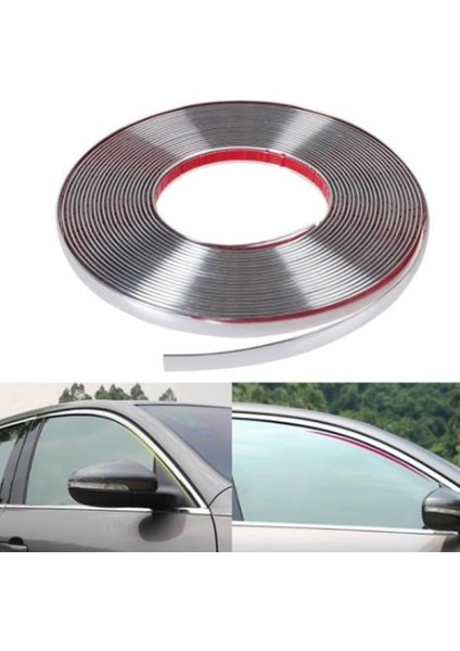 18 mm 3D Dekoratif Krom Nikelaj Şerit Çıta Panjur Kalın Şerit 5 Metre