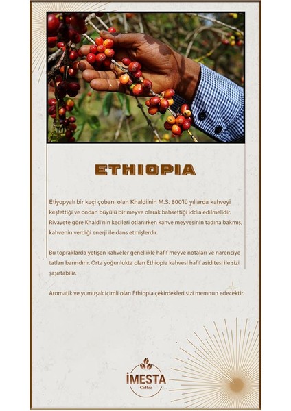 Etiyopya Filtre Kahve 250gr Çekirdek ya da Öğütülmüş modelleri