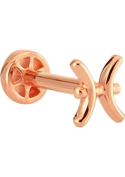 Balık Burcu Altın Tragus Piercing 14 Ayar Rose