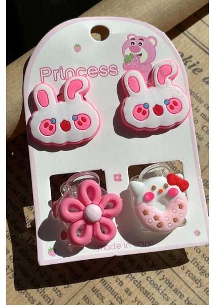 2'li Lastik ve 2'li Mandal Set Toka Toz Pembe SBT1617