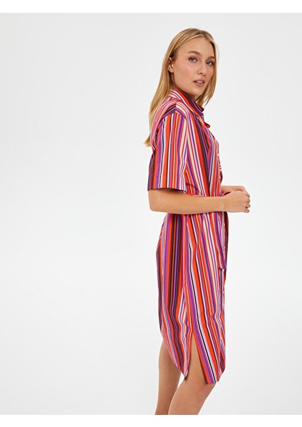 Kısa Kollu Çizgili Poplin Elbise 67218 modelleri