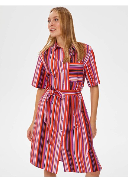 Kısa Kollu Çizgili Poplin Elbise 67218 indirimleri