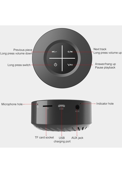 Yue Store Mini Akıllı Araba Kart Taşınabilir Subwoofer Bluetooth Hoparlör (Silver) (Yurt Dışından)