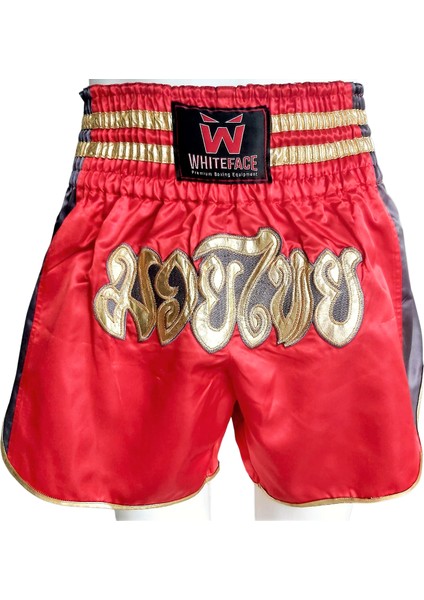 Whiteface Muay Thai Elite Şort (Kırmızı-Antrasit)