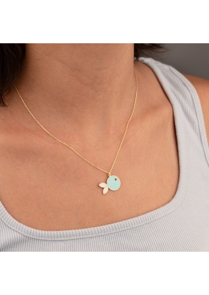 925 Ayar Gümüş Mineli Balık Kolye Mavi