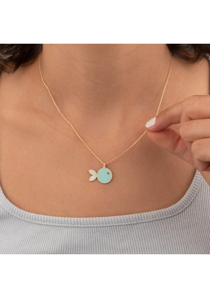 925 Ayar Gümüş Mineli Balık Kolye Mavi modelleri