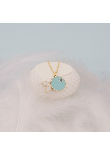 925 Ayar Gümüş Mineli Balık Kolye Mavi fırsatları