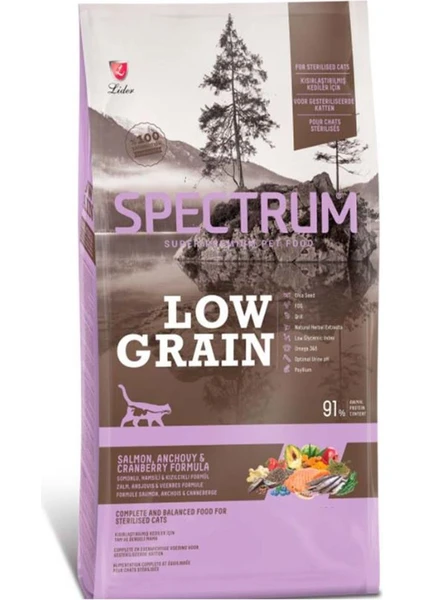 Low Grain 
Somonlu ve Hamsili Kısırlaştırılmış Yetişkin Kedi Maması 12+1 kg